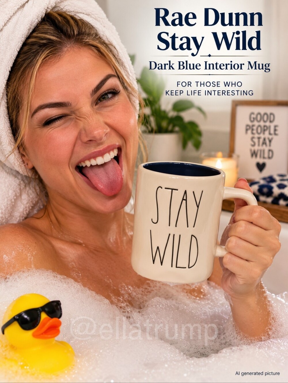 Rae Dunn Stay Wild Blue Interior Mug